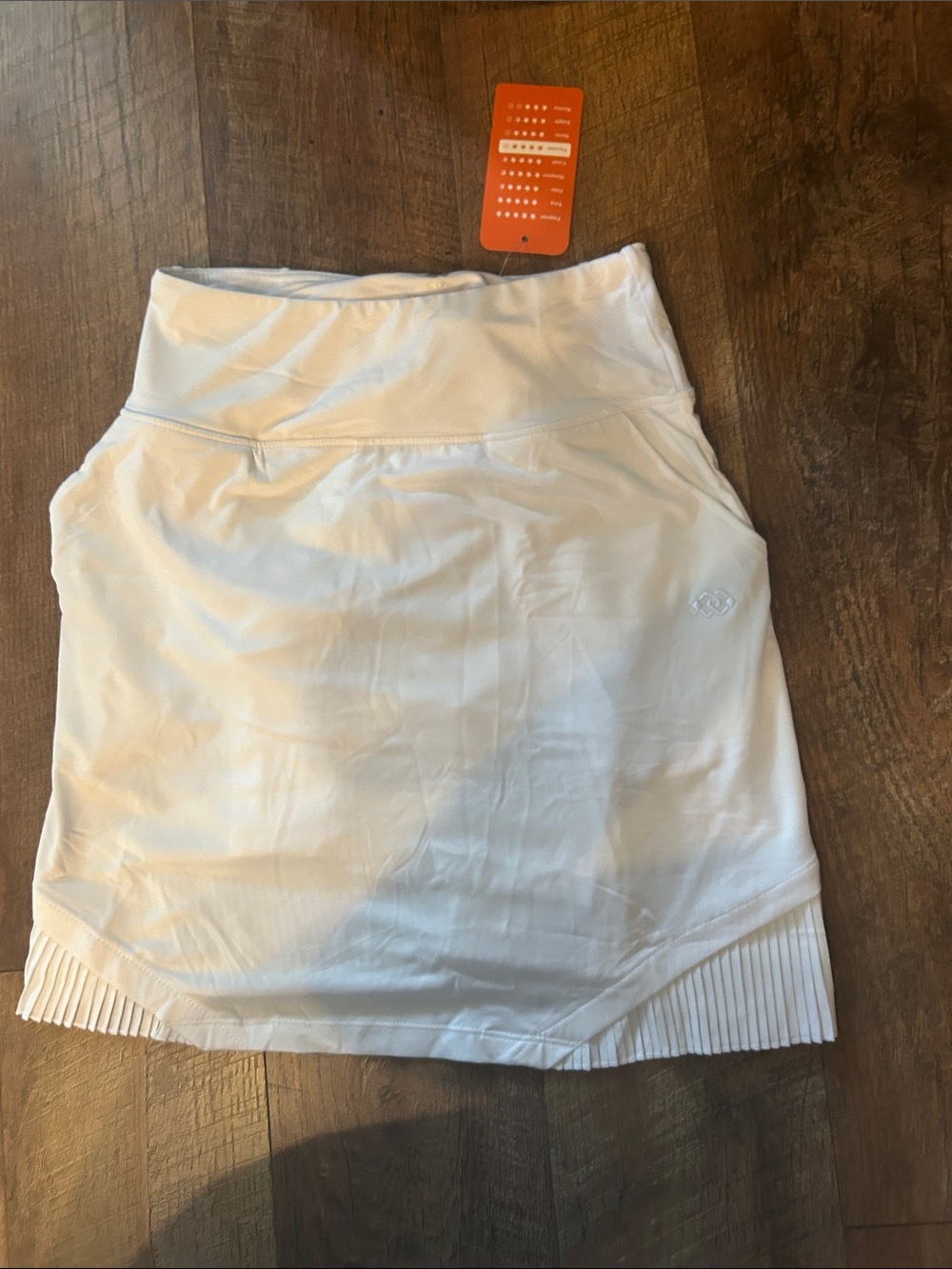 White Athletic Skort with Pleated Hem